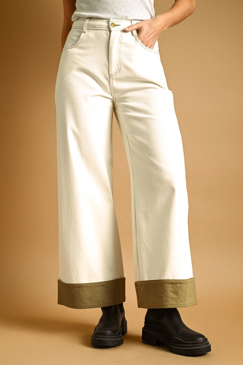 Contrast Cuff Pants