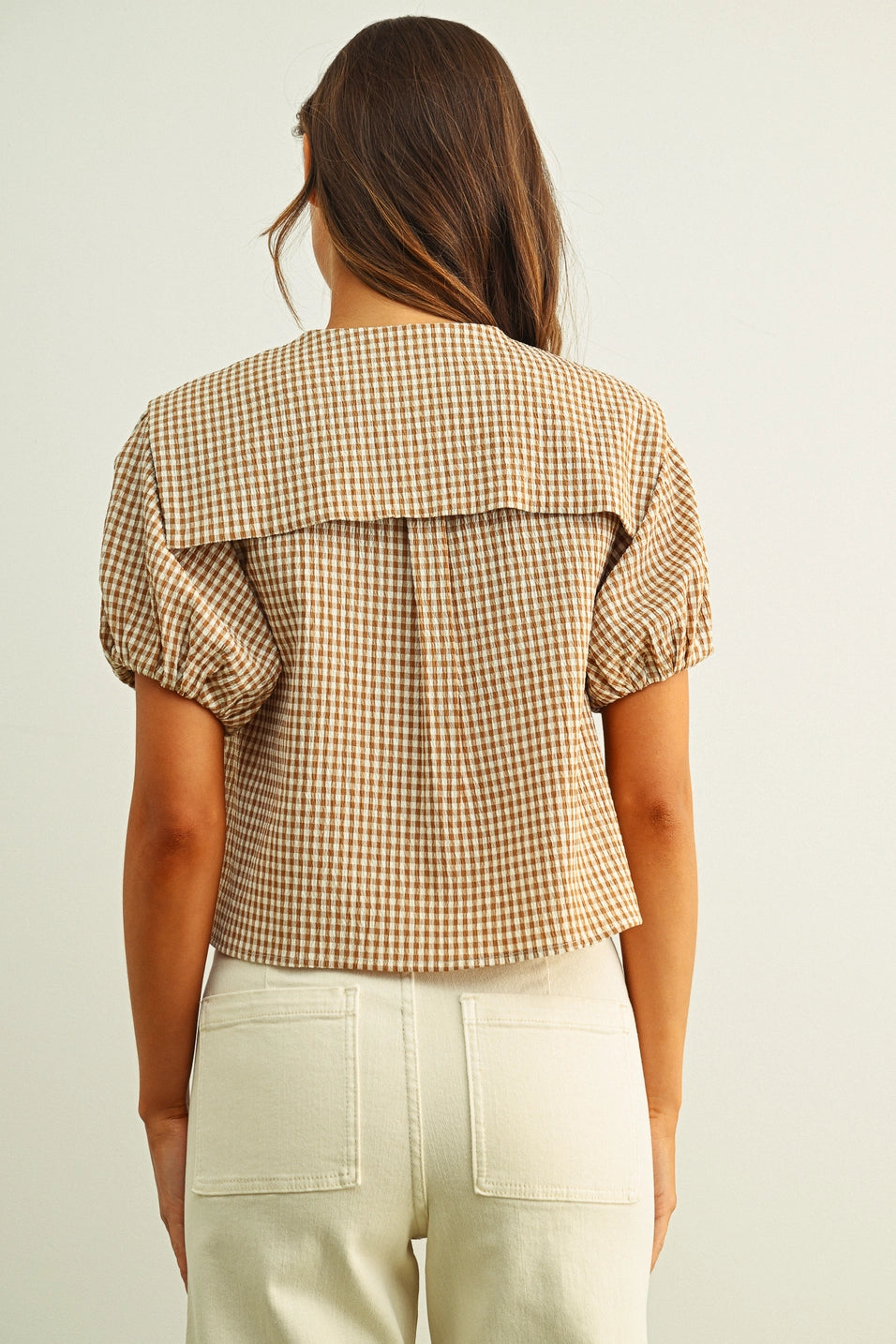 Gingham Tie Front Blouse