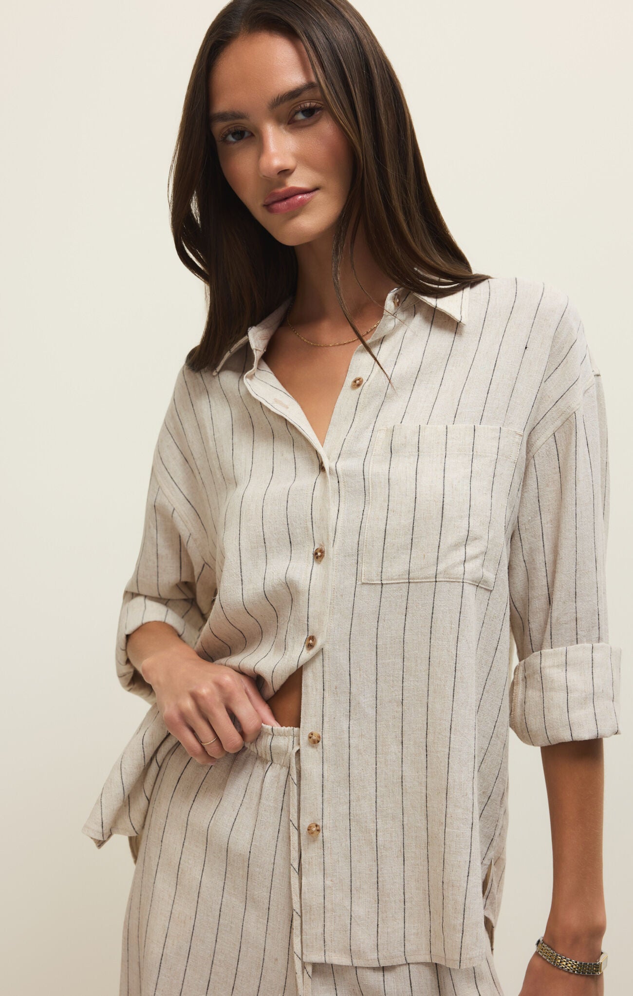 Alfie Striped Button Up Top