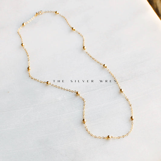 Gold Beaded Chain Necklace