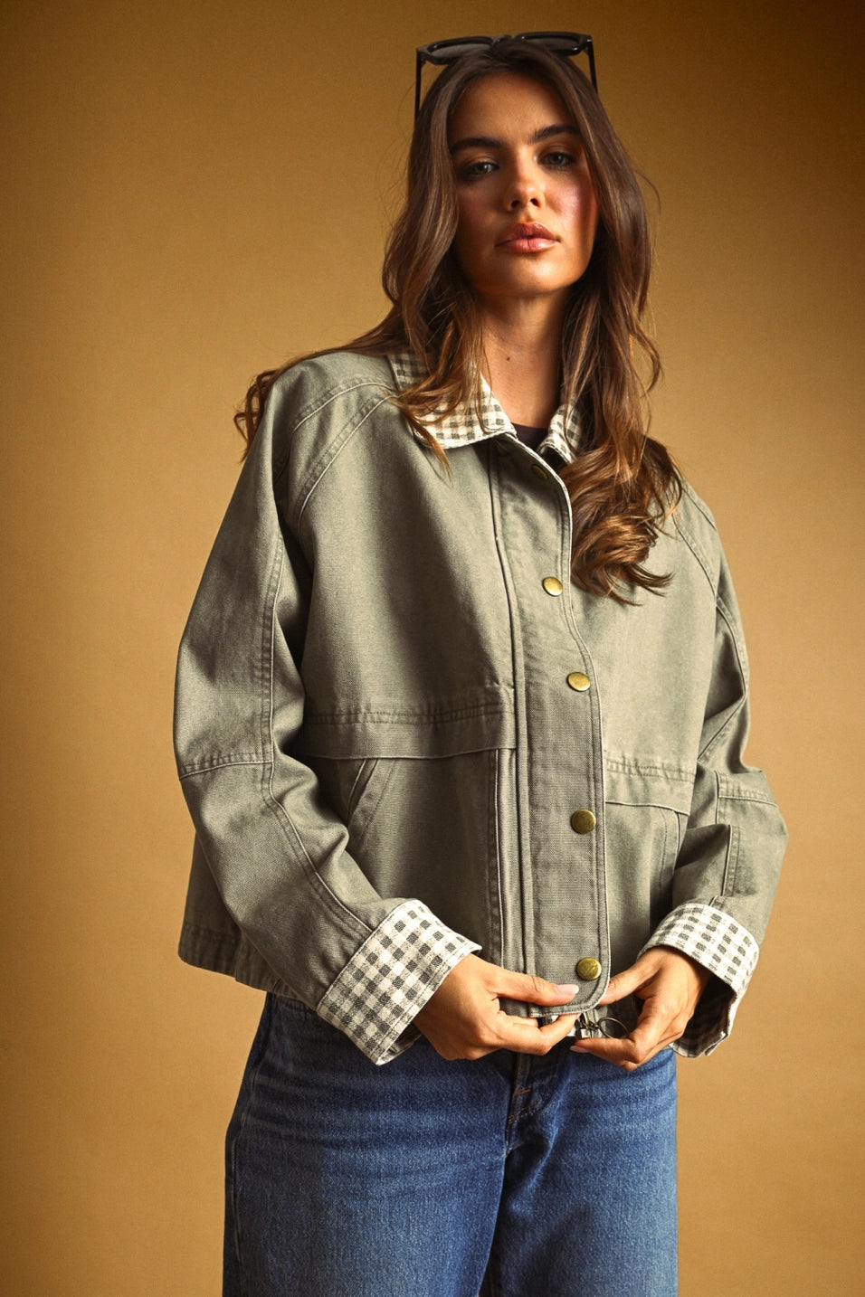 Gingham Detailed Jacket