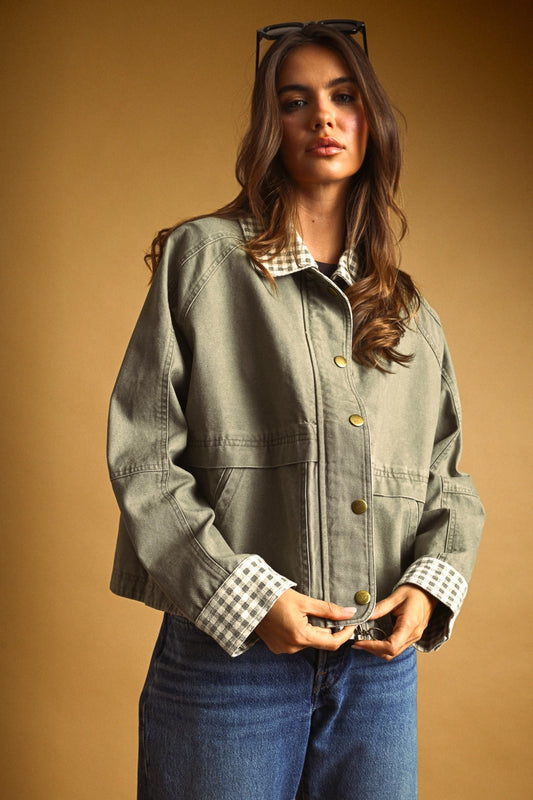 Gingham Detailed Jacket
