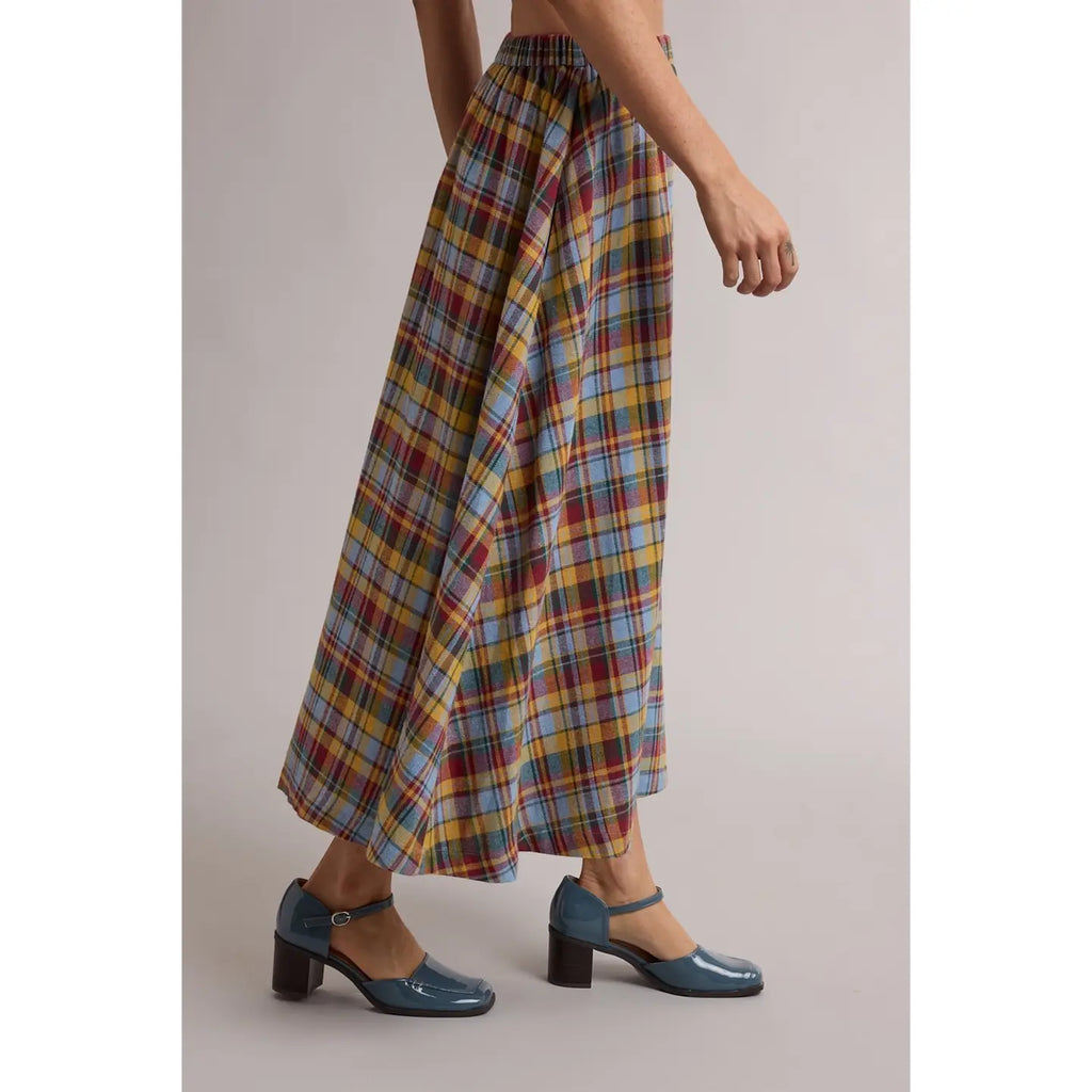 Plaid A-Line Midi Skirt