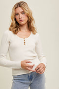 Brushed Button-up Sweater