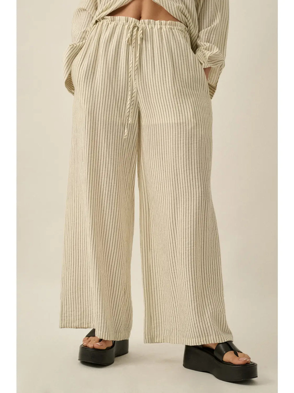 Pinstripe Wide Leg Pants