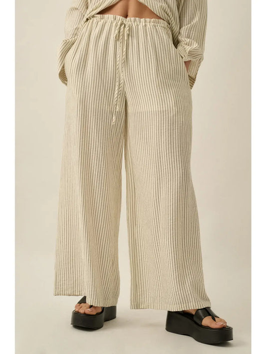 Pinstripe Wide Leg Pants