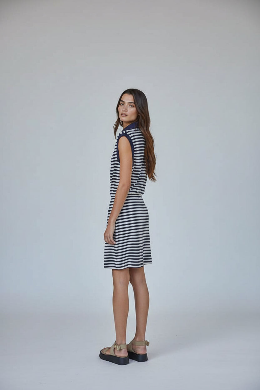 Striped V-Neck Polo Mini