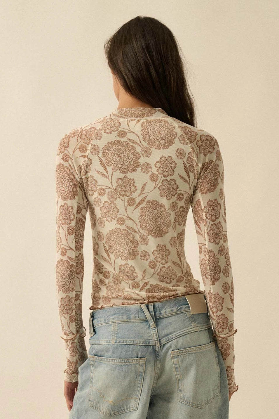 Floral Mesh Raglan Top