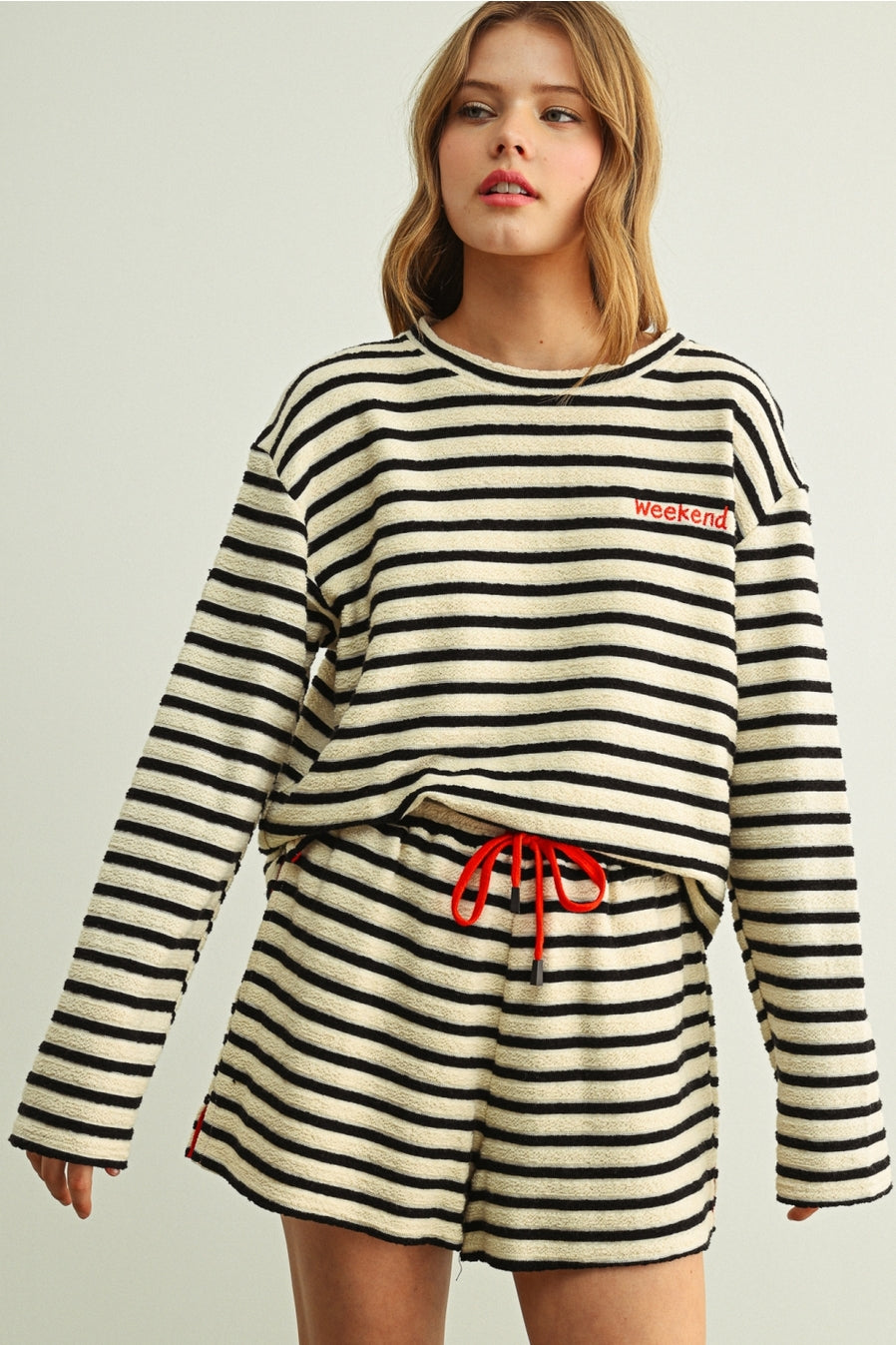 Weekend Textured Stripe Long Sleeve
