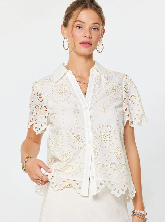 Eyelet Short Sleeve Shirt
