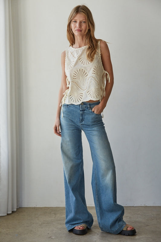 Cotton Eyelet Sleeveless Top