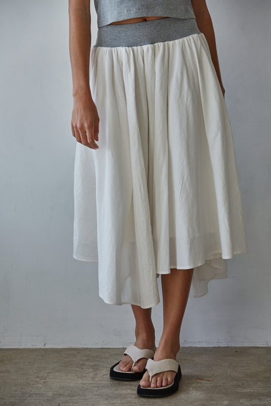 Cotton Asymmetrical Midi Skirt