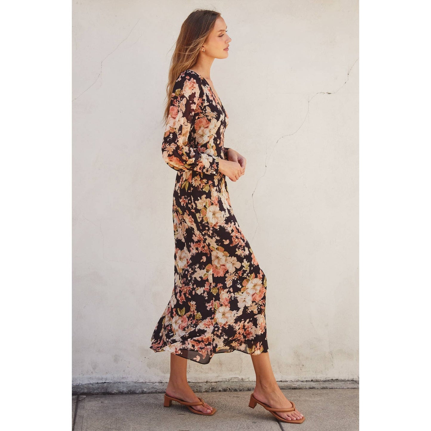 Midnight Floral Long Sleeve Dress