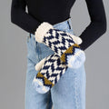 Beige, Navy & Lt. Blue Patterned Mittens