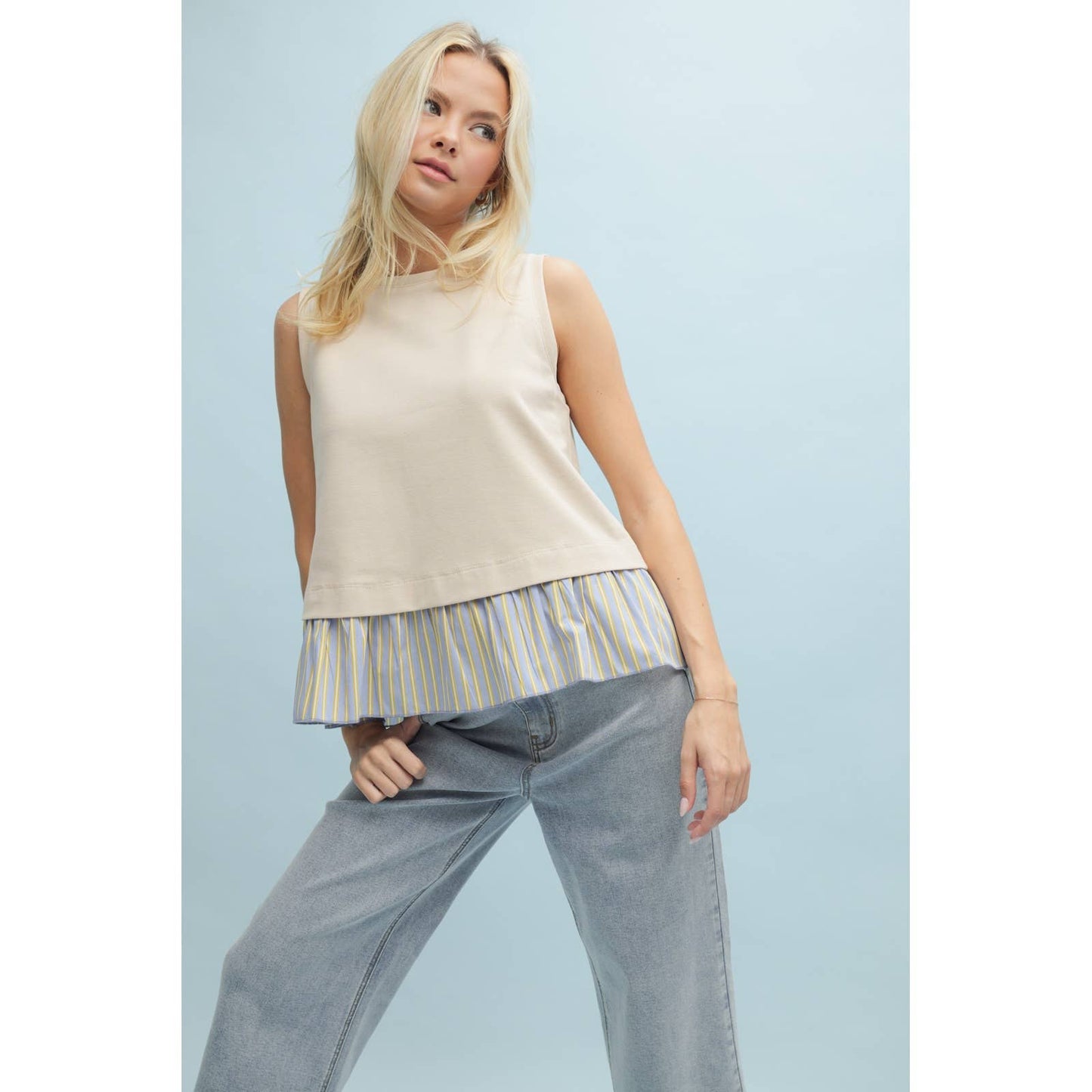 Twofer Striped Hem Tank