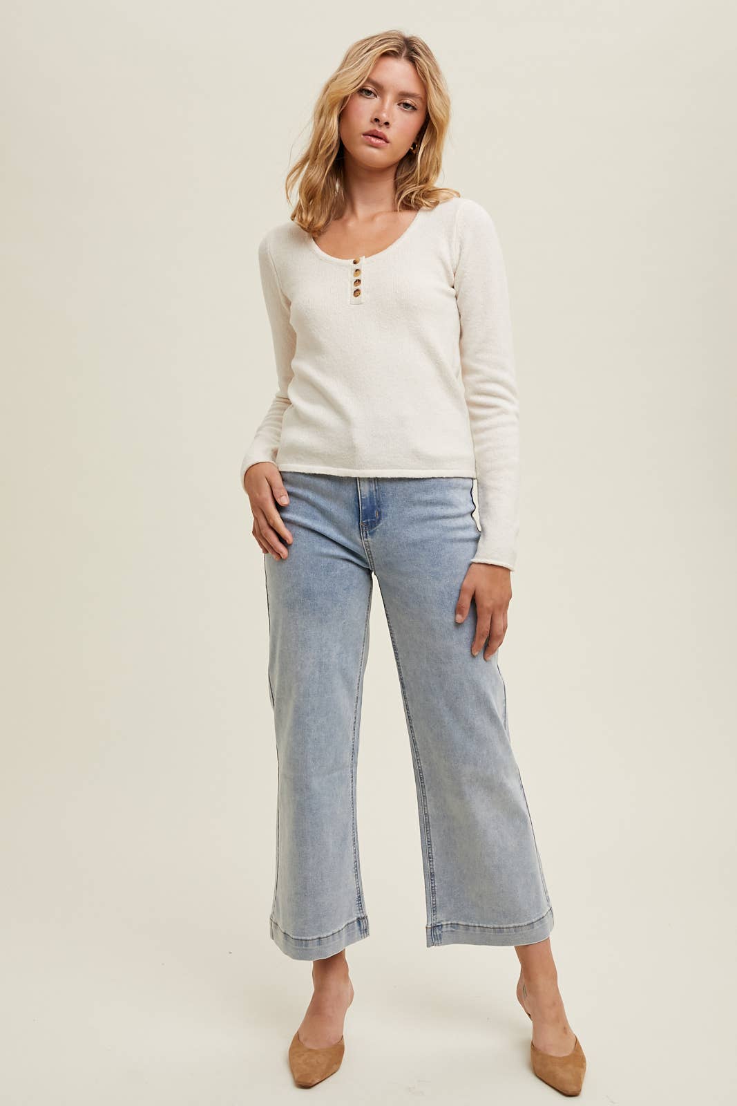 Brushed Button-up Sweater