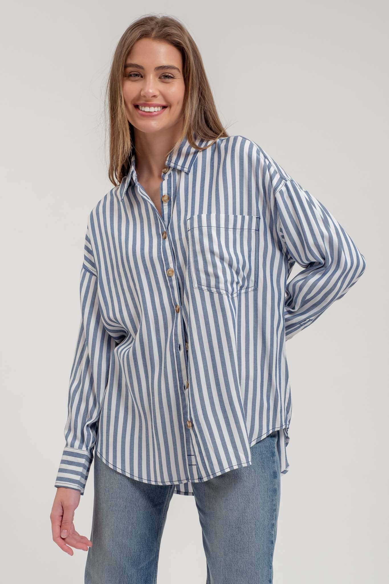 Stripe Collared Button Down