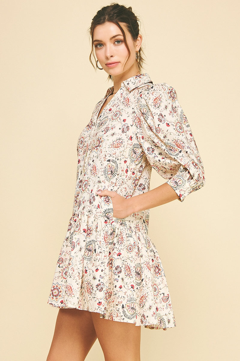 Print Button Down Mini