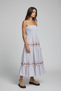 Strapless Striped Midi Dress