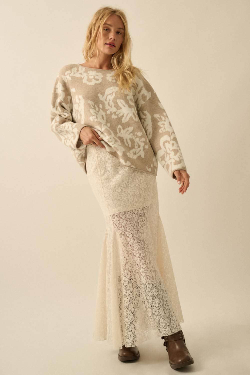 Floral Jacquard Sweater