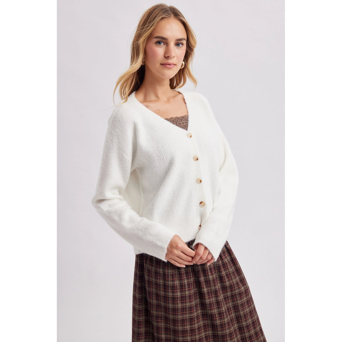 V-Neck Knit Cardigan