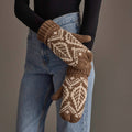 Taupe & Beige Patterned Knit Mittens