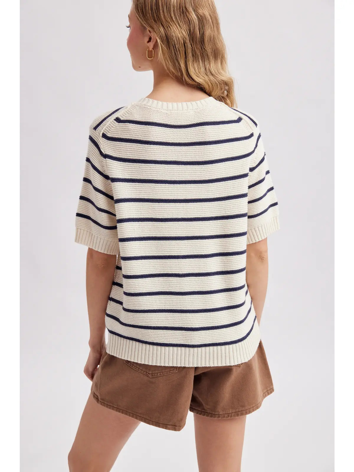 Striped Short Sleeve Cardigan