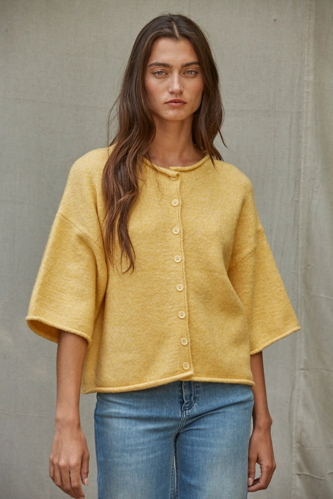 Short Sleeve Knit Cardigan