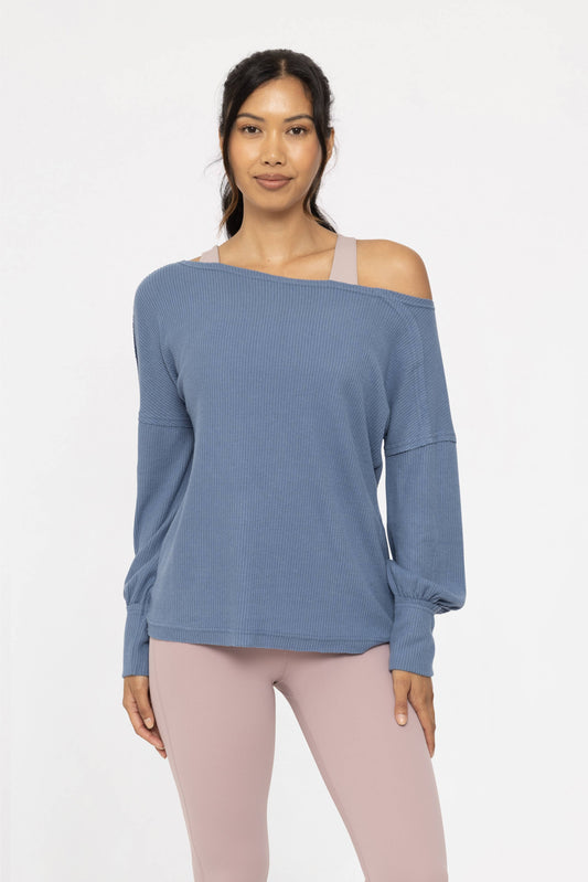 Ballet Chic Ribbed Off-Shoulder Top