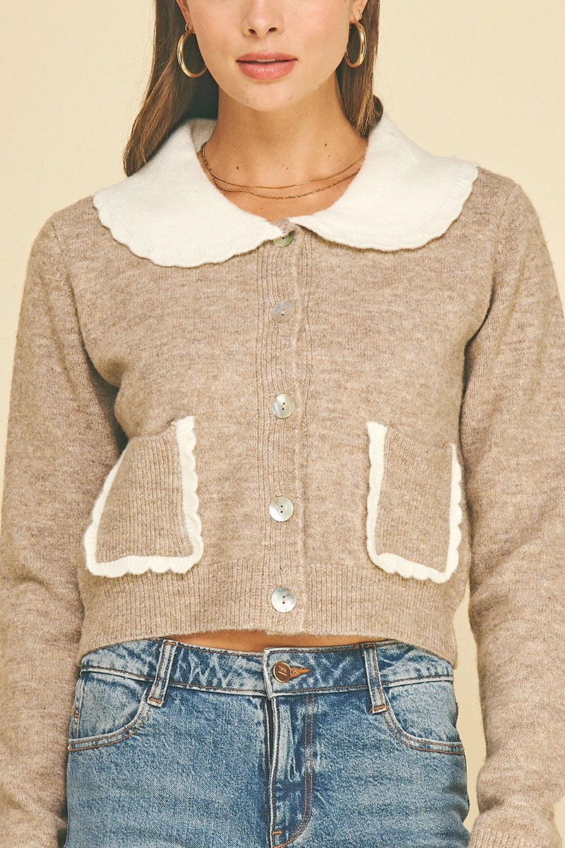 Collared Cardigan w/ Patch Pockets