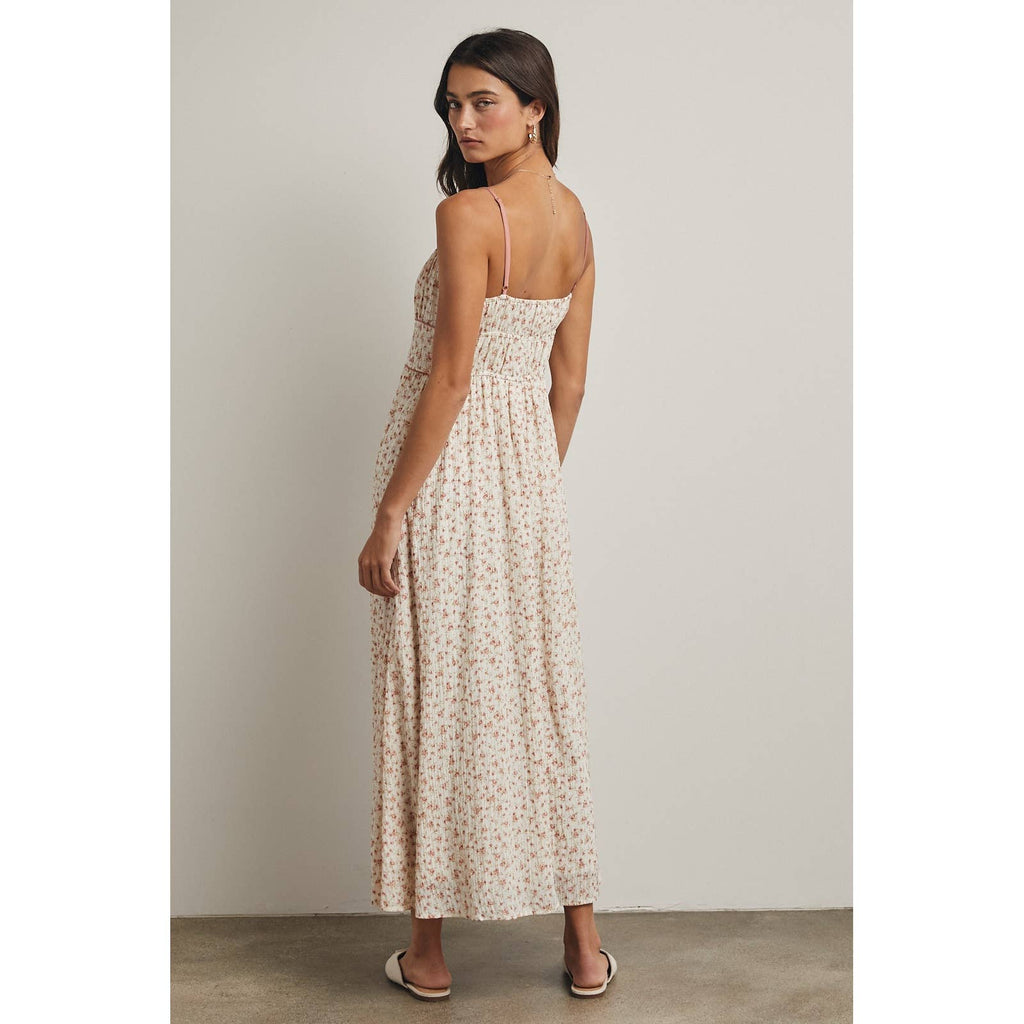 Triple Bow Floral Midi Dress