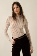 Sheer Floral Mock Neck Top