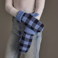 Lt. Blue & Navy Plaid Knit Mittens