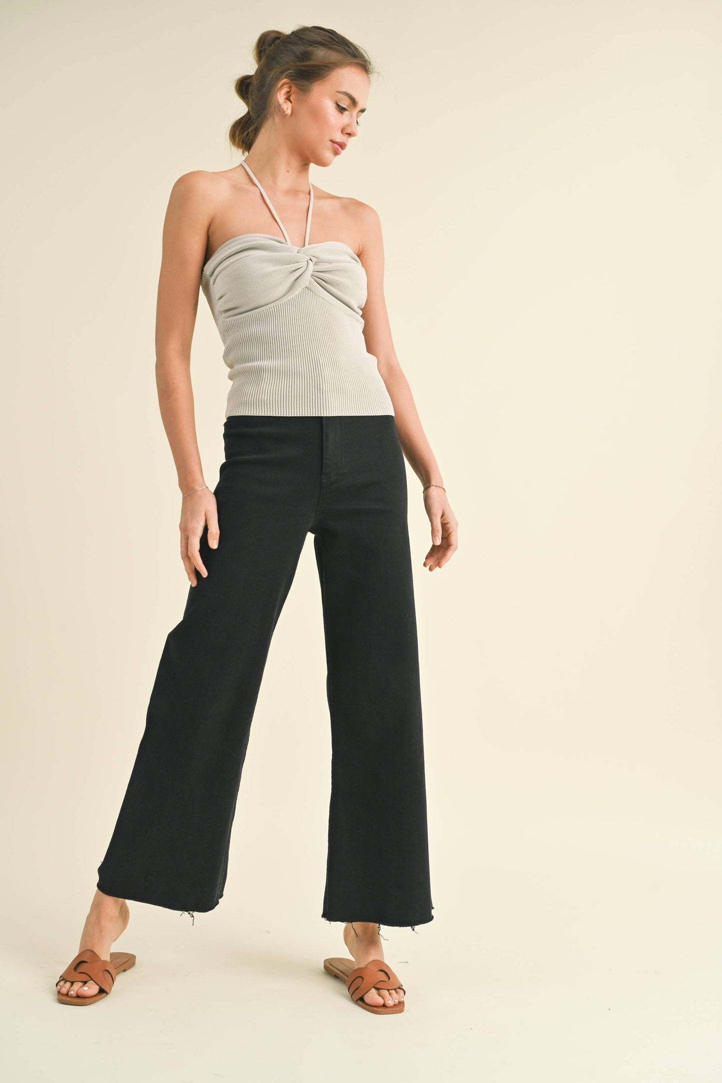 Straight Wide Leg Denim Pants