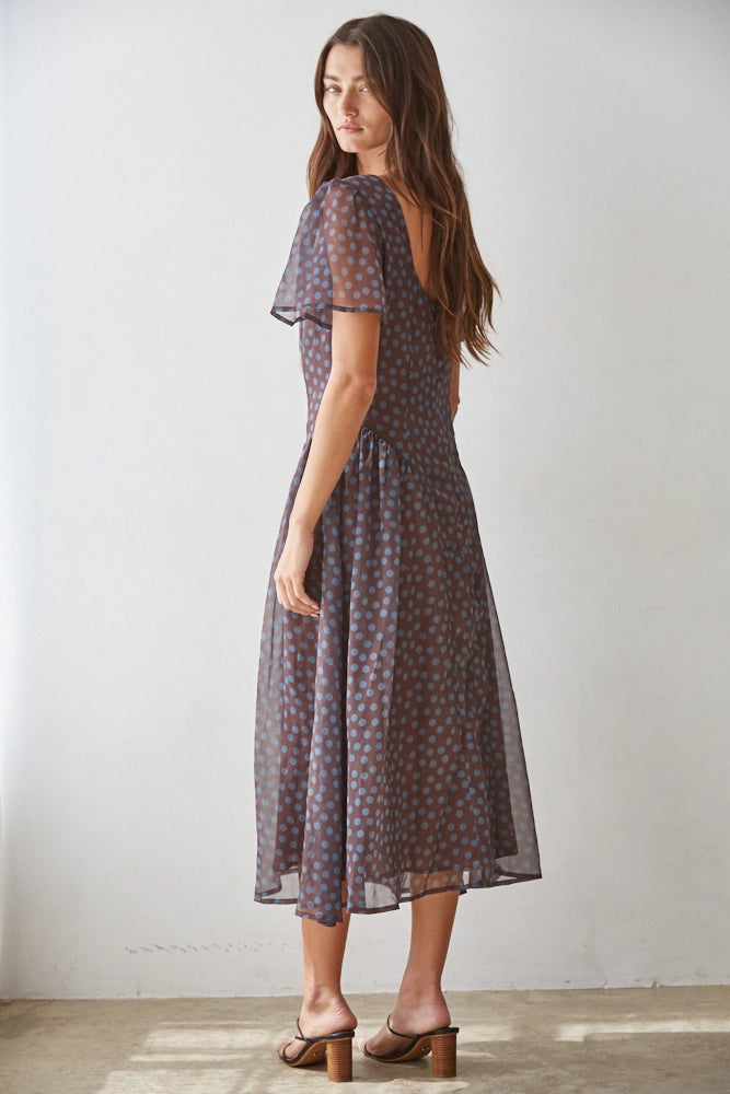 Chiffon Polka Dot Midi Dress