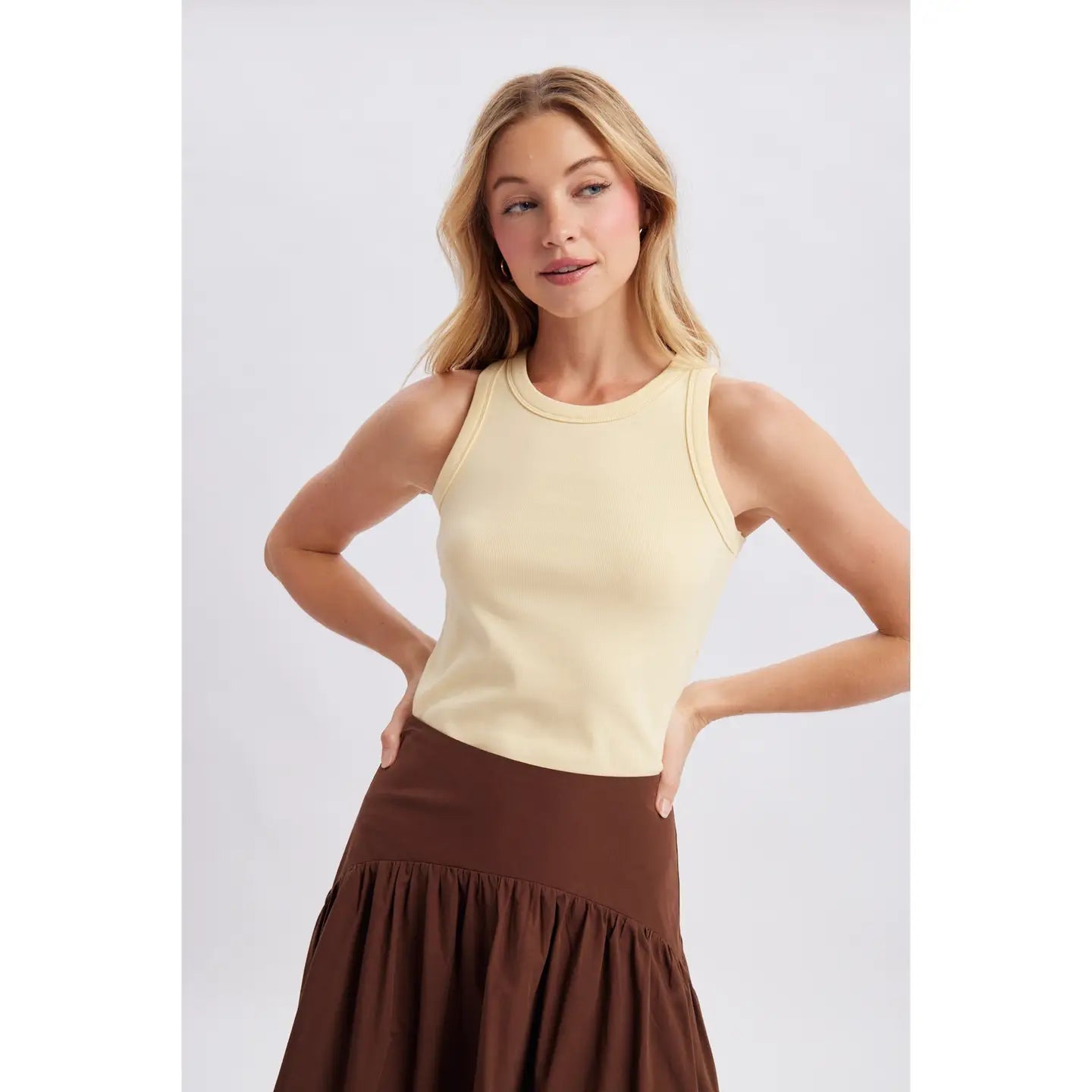 High Neck Ribbed Tank