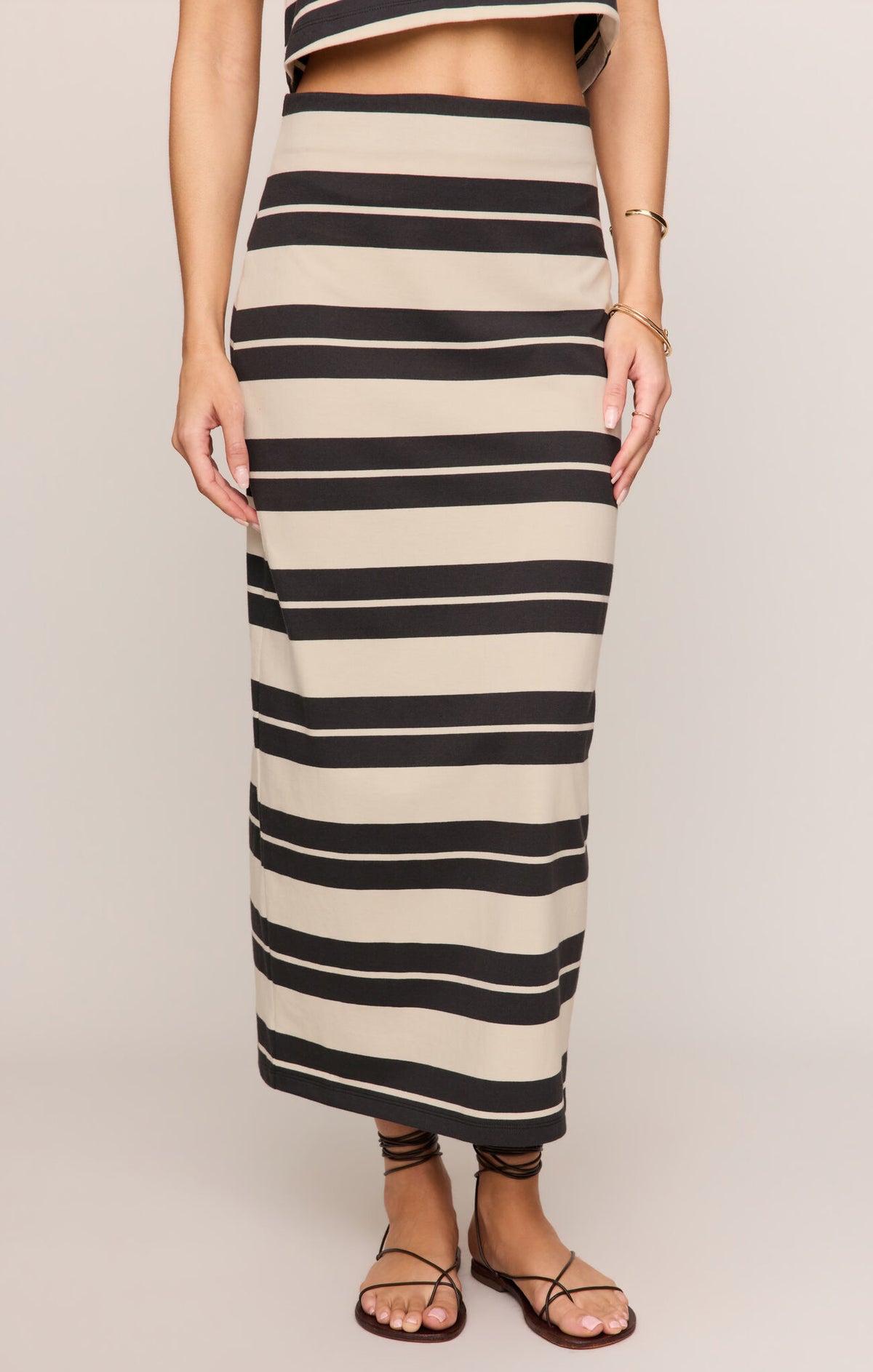 Gail Striped Jersey Midi Skirt