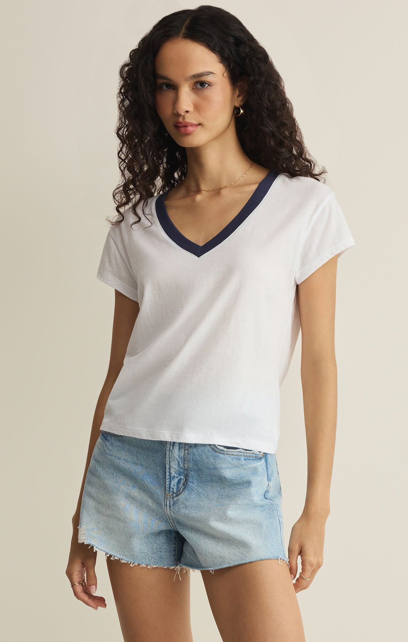 Modern Colorblocked V-Neck Tee