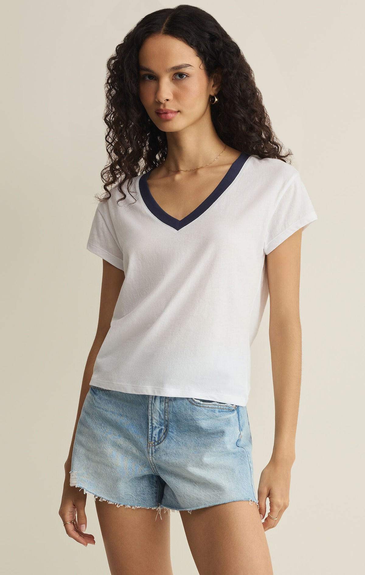 Modern Colorblocked V-Neck Tee