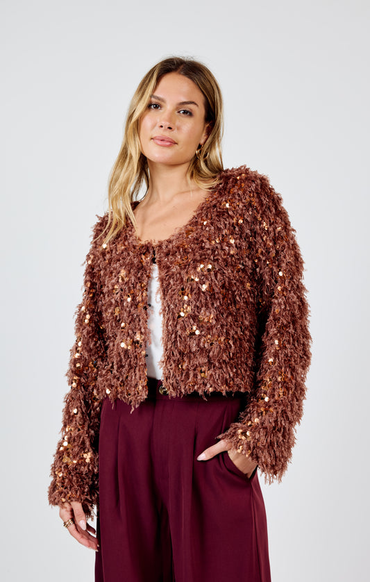 Joelle Faux Fur Sequin Jacket