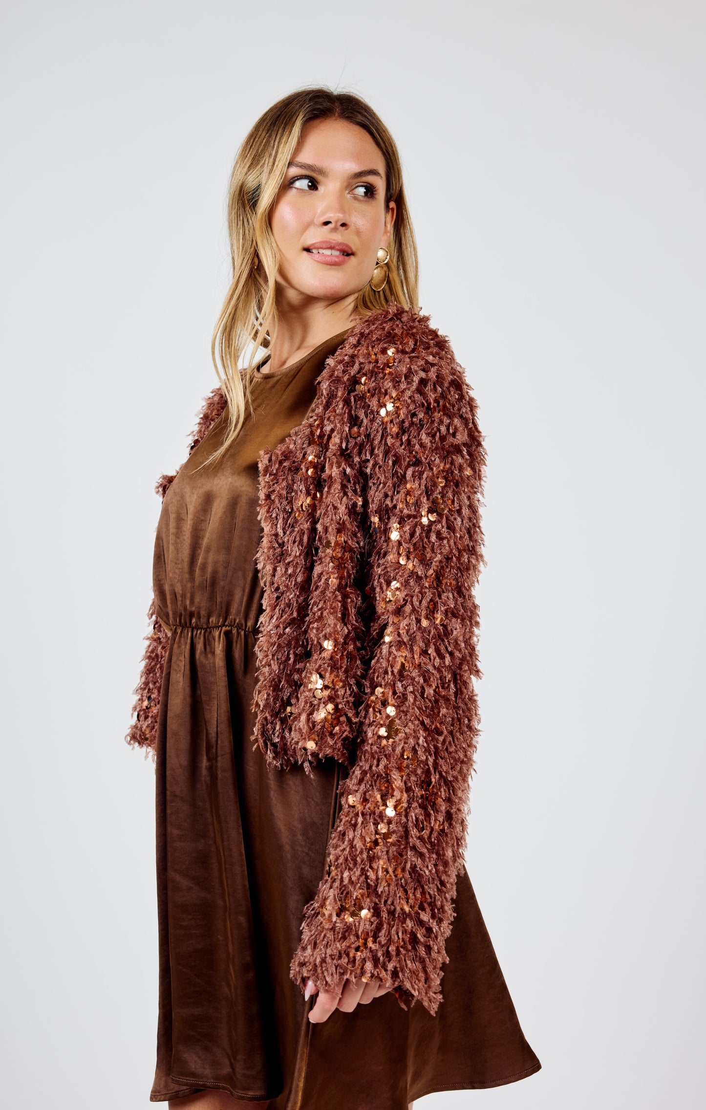 Joelle Faux Fur Sequin Jacket